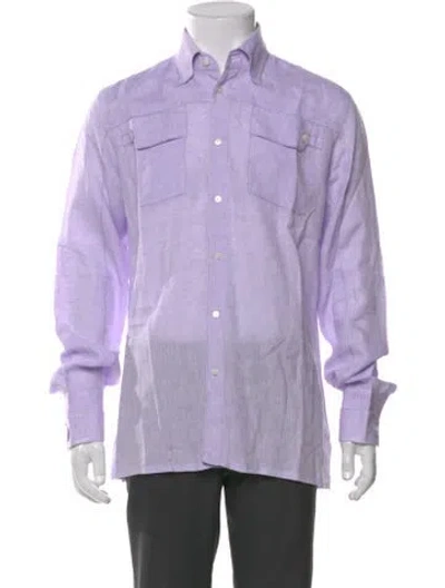 Pre-owned Zilli Linen Long Sleeve Dress Shirt In Purple