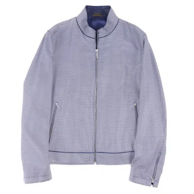 Zilli Men's Lightweight Silk And Wool Bomber Jacket In Blue In Animal Print