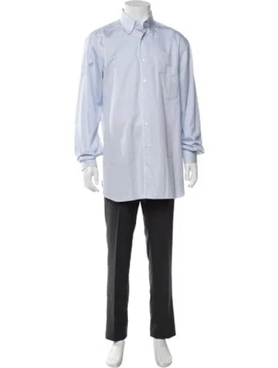 Pre-owned Zilli Patterned Long Sleeve Dress Shirt In Blue