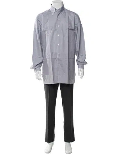 Pre-owned Zilli Patterned Long Sleeve Dress Shirt In Blue