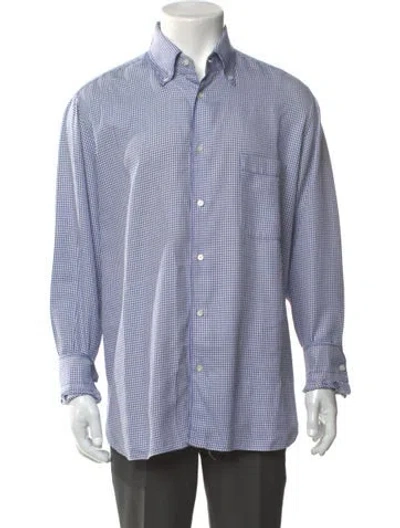 Pre-owned Zilli Plaid Print Long Sleeve Dress Shirt In Blue