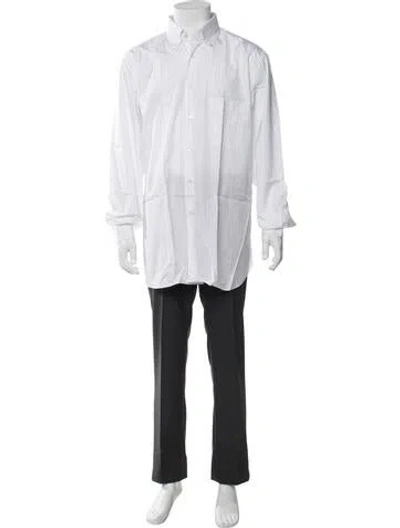 Pre-owned Zilli Plaid Print Long Sleeve Dress Shirt In White