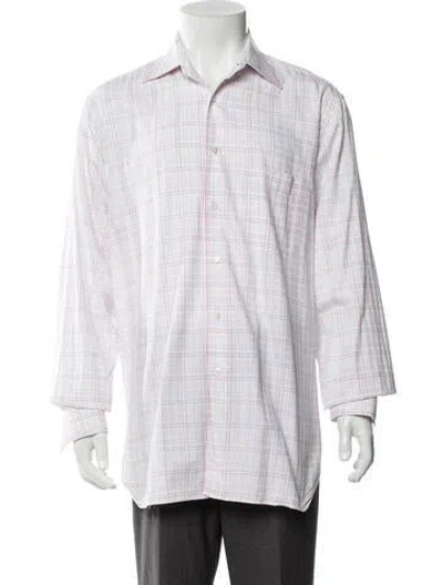 Pre-owned Zilli Plaid Print Long Sleeve Shirt In White