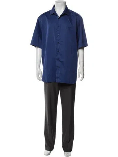 Pre-owned Zilli Short Sleeve Dress Shirt In Blue