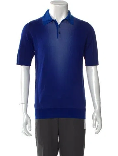 Pre-owned Zilli Silk Collar Polo Shirt In Blue