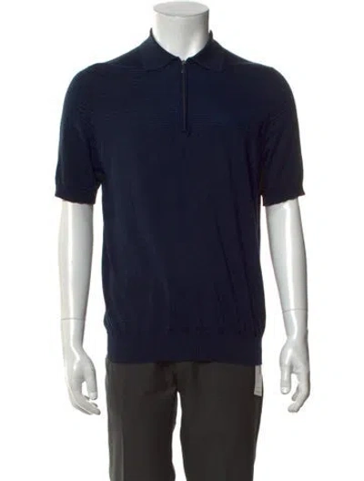 Pre-owned Zilli Silk Collar Polo Shirt In Blue