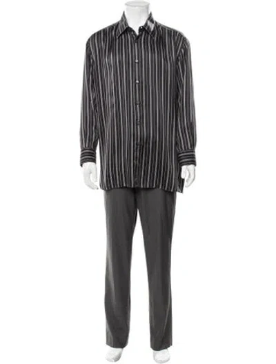 Pre-owned Zilli Silk Striped Dress Shirt In Black