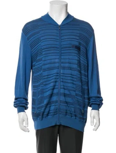 Pre-owned Zilli Silk Striped Jacket In Blue