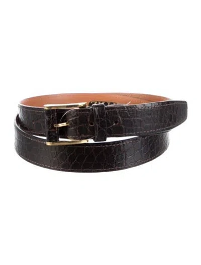 Pre-owned Zilli Skinny Crocodile Belt In Brown