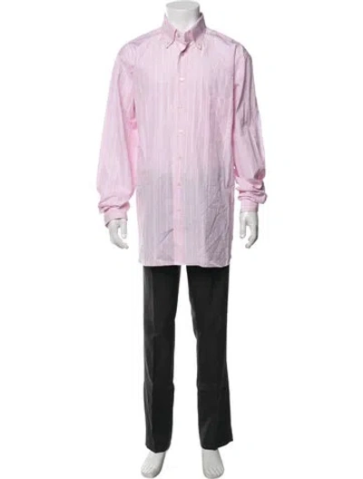 Pre-owned Zilli Striped Long Sleeve Dress Shirt In Pink