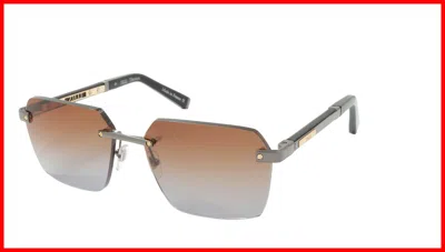 Pre-owned Zilli Sunglasses Titanium Acetate Leather Gradient France Handmade Zi 65039 C03 In Brown