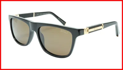 Pre-owned Zilli Sunglasses Titanium Acetate Leather Polarized France Handmade Zi 65010 C01 In Brown