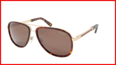 Pre-owned Zilli Sunglasses Titanium Acetate Leather Polarized France Handmade Zi 65017 C02 In Brown