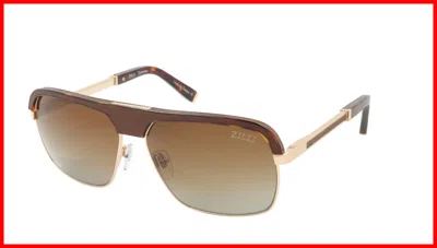 Pre-owned Zilli Sunglasses Titanium Acetate Leather Polarized France Handmade Zi 65024 C06 In Brown