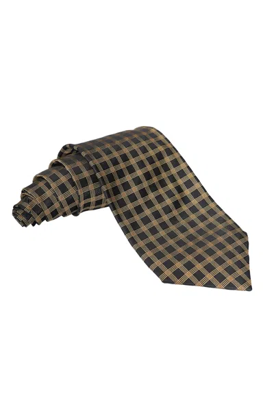 Zilli Triple Windowpane Silk Tie In Brown