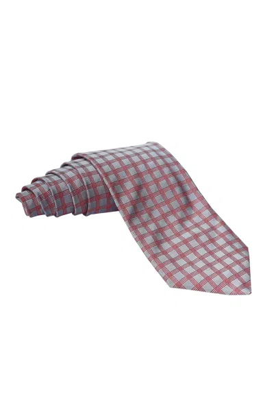 Zilli Triple Windowpane Silk Tie In Pink
