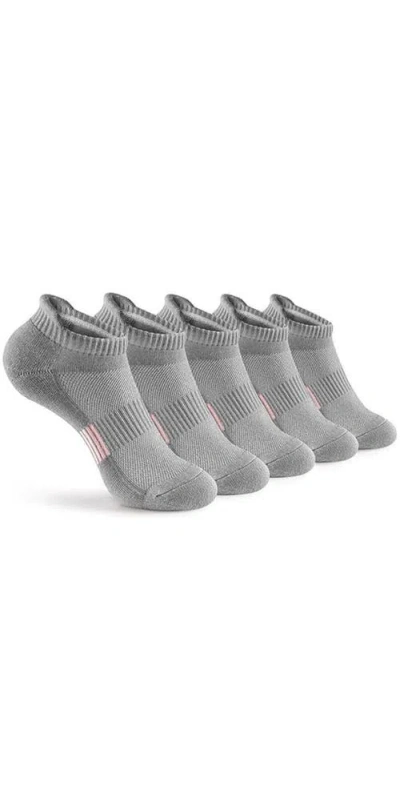 Zilpu Cushioned Performance Athletic Ankle Socks 5-pack In Gray