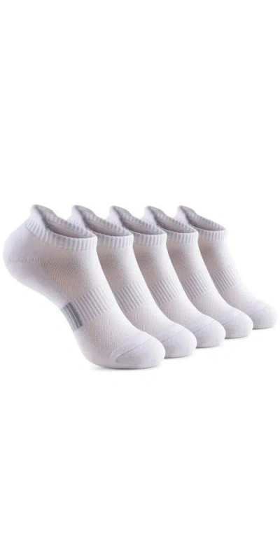 Zilpu Cushioned Performance Athletic Ankle Socks 5-pack In White