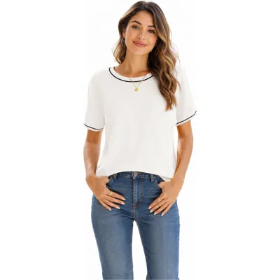 Zilpu Lightweight Soft Knit Crewneck Top In Multi