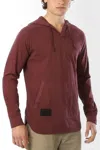 Zimego Athletic V Neck Long Sleeve Henley Pullover Shirt In Maroon In Multi