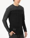 Zimego Color Block Long Sleeve Hemline Athletic Hiphop Shirt In Black/black