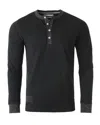 Zimego Men's Long Sleeve Contrast Button Placket Neck Cuffs Henley Shirt In Black/black