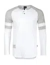 Zimego Men's Long Sleeve Contrast Stripes Arm T-shirt In White In White