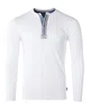 Zimego Men's Long Sleeve Oil Wash Vintage Button Henley T-shirt In White
