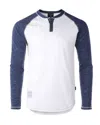 Zimego Men's Premium Space Dyed Long Sleeve Tee In Navy/white In Multi