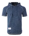 Zimego Men's Short Sleeve Pullover Pocket Hipster Thin Hoodie In Navy In Blue
