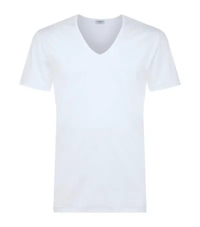 Zimmerli 286 Sea Island V-neck T-shirt In White