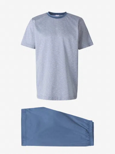 Zimmerli Contrast Striped Pajamas In Blue