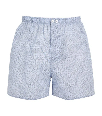 Zimmerli Cotton Patterned Boxers In Blue