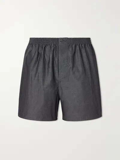 Zimmerli End-on-end Cotton Boxer Shorts In Gray