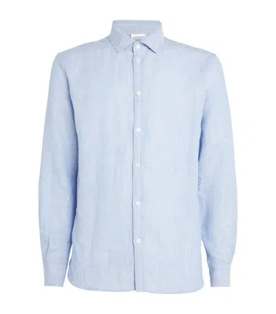 Zimmerli Linen-cotton Shirt In Blue