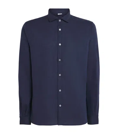 Zimmerli Linen-cotton Shirt In Blue