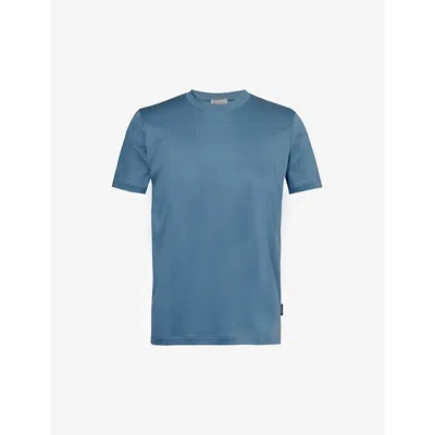 Zimmerli Mens Island Blue Crewneck Regular-fit Cotton-jersey Pyjama Top