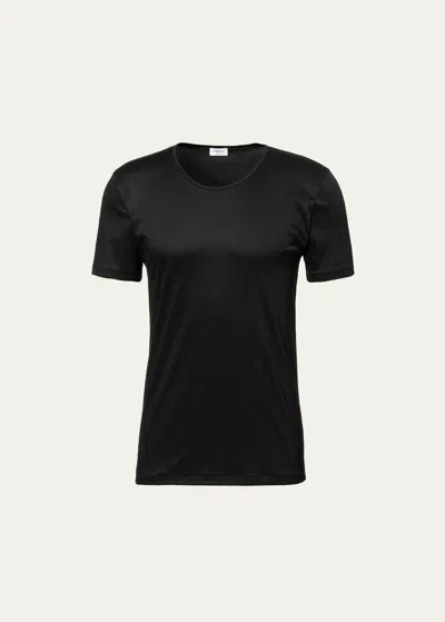 Zimmerli Men's Sea Island Scoop Neck T-shirt In Black Pattern