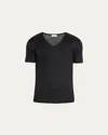 Zimmerli Men's Sea Island V-neck Cotton T-shirt In Black