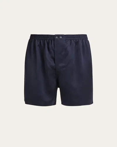 Zimmerli Men's Silk Boxer Shorts In Blue