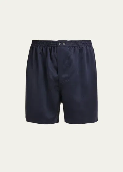 Zimmerli Men's Silk Boxer Shorts In Navy