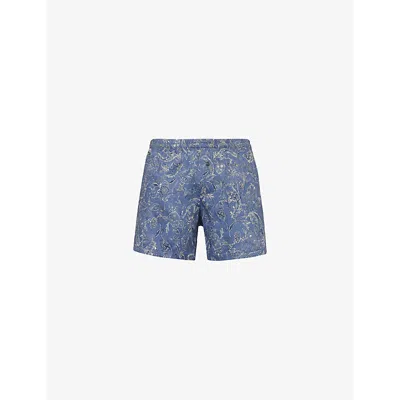 Zimmerli Mens Summerpaisley Blue Paisly-print Mid-rise Cotton Boxer Shorts