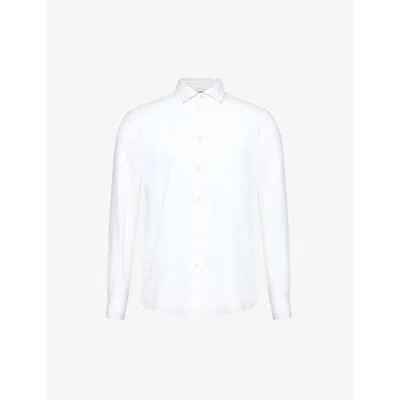 Zimmerli Mens White Spread-collar Relaxed-fit Linen And Cotton-blend Shirt