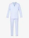 Zimmerli Mens Light Blue Long-sleeved Relaxed-fit Cotton Pyjama Set In Blue