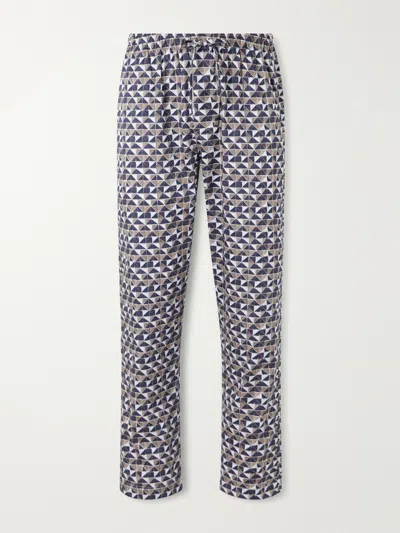 Zimmerli Printed Cotton-sateen Pyjama Trousers In Blue