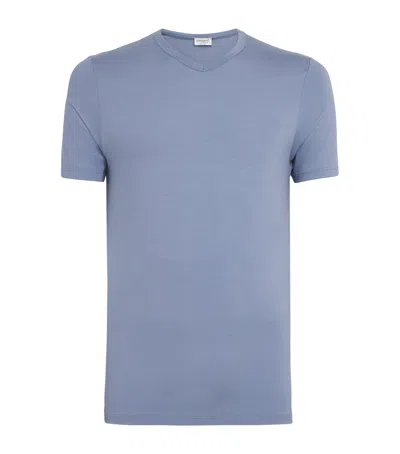 Zimmerli Pureness V-neck T-shirt In Blue