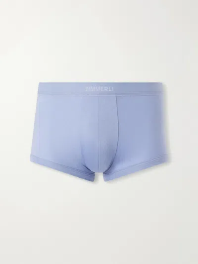 Zimmerli Sea Island Cotton Boxer Briefs In Blue