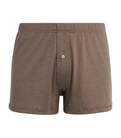 Zimmerli Sea Island Cotton Boxer Shorts In Brown