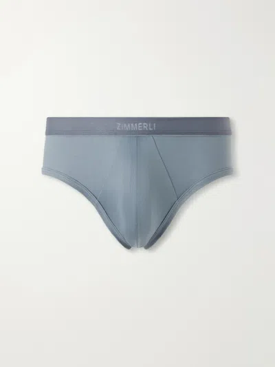 Zimmerli Sea Island Cotton Briefs In Blue