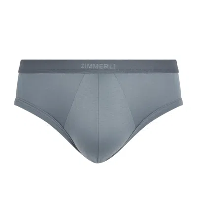 Zimmerli Sea Island Cotton Briefs In Grey
